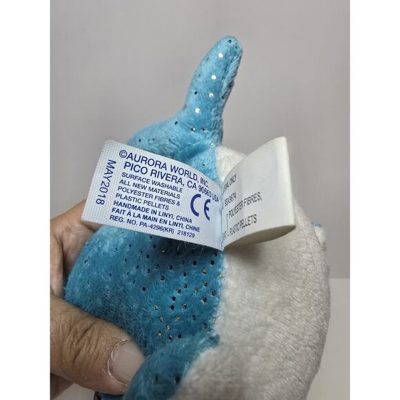 Aurora World YooHoo and Friends Blue and Silver Sparkly Narwhal Whale NAREE - Picture 4 of 6